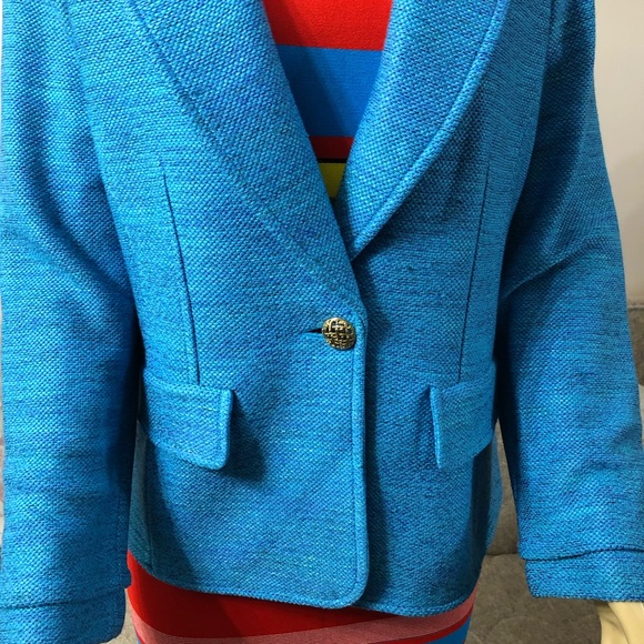 🌺New St. John Turquoise Multi Jacket size 12 - Picture 4 of 8